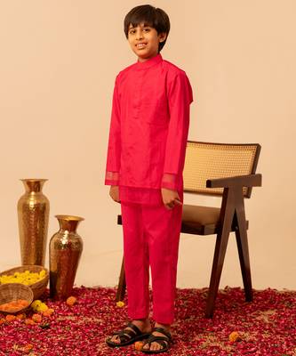 Hot pink organza kurta set 2