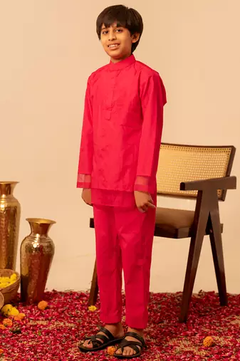 Hot pink organza kurta set