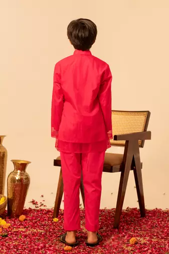 Hot pink organza kurta set