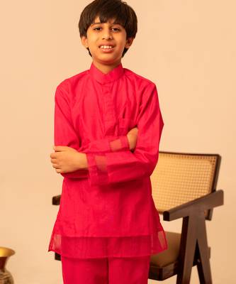 Hot pink organza kurta set 4
