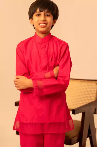 Hot pink organza kurta set