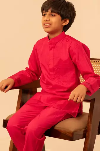 Hot pink organza kurta set