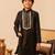 Jet black embroidered cotton silk kurta set