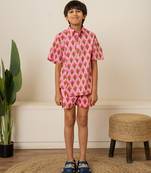 Pastel pink printed cotton co ord set