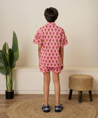 Pastel pink printed cotton co ord set 2
