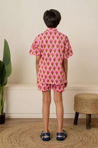 Pastel pink printed cotton co ord set