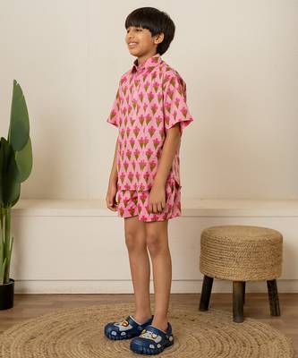 Pastel pink printed cotton co ord set 4