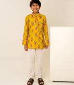 Mustard yellow floral printed cotton co ord set