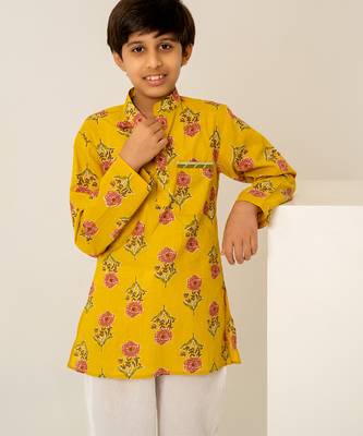 Mustard yellow floral printed cotton co ord set 2