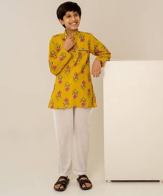 Mustard yellow floral printed cotton co ord set 3