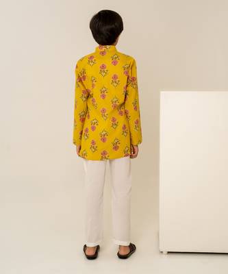 Mustard yellow floral printed cotton co ord set 5