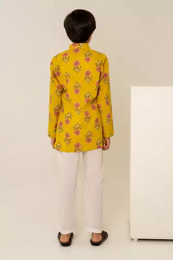Mustard yellow floral printed cotton co ord set