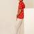 Crimson red printed cotton co ord set