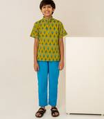 Olive green printed cotton co ord set
