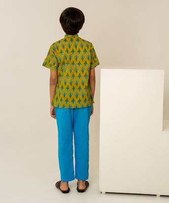 Olive green printed cotton co ord set 5