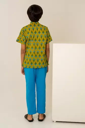 Olive green printed cotton co ord set