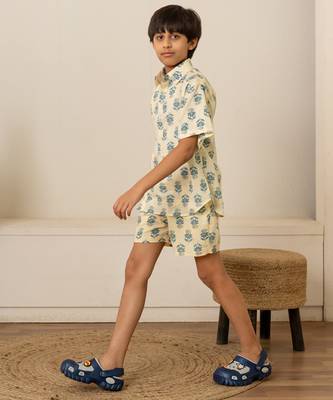 Cream white printed cotton co ord set 4
