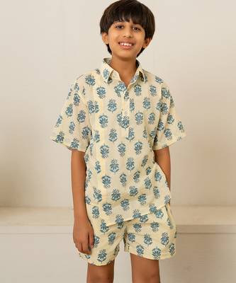 Cream white printed cotton co ord set 5