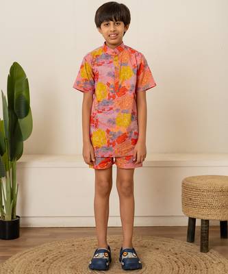 Rose pink floral printed cotton co ord set 1