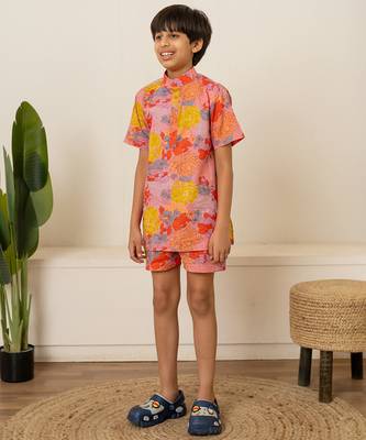Rose pink floral printed cotton co ord set 2