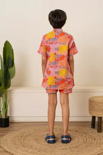Rose pink floral printed cotton co ord set