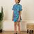 Blue floral printed cotton co ord set
