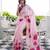 Printed satin silk saree with unstitched blouse