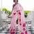 Printed satin silk saree with unstitched blouse