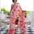 Printed satin silk saree with unstitched blouse