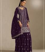 Purple chinon suit with embroidery sequin work