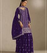 Violet chinon suit with embroidery sequin work