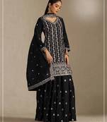 Black chinon suit with embroidery sequin work