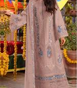 Brown chiffon suit with embroidery sequin work