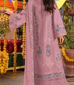 Peach chiffon suit with embroidery sequin work