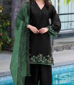 Black green satin suit with embroidery sequin work