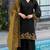 Black yellow satin suit with embroidery sequin work
