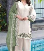 White green satin suit with embroidery sequin work