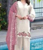 White pink satin suit with embroidery sequin work
