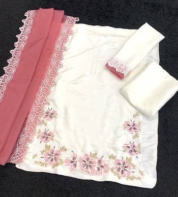 White pink satin suit with embroidery sequin work 2