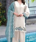 White blue satin suit with embroidery sequin work