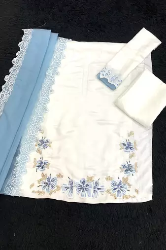 White blue satin suit with embroidery sequin work