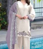 White lavender satin suit with embroidery sequin work