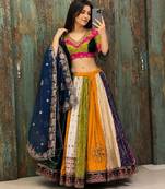 rani pink colour Navratri Special Muslin Cotton Mirror Work Lehenga Choli Set