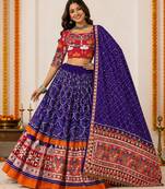Royal Purple Muslin Cotton Navratri Chaniya Choli with Mirror Work