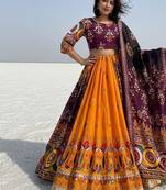 WINE COLOUR Muslin Cotton Navratri Chaniya Choli with Mirror Work