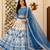 Sky blue colour Digital Print Muslin Cotton Lehenga Choli with Net Dupatta