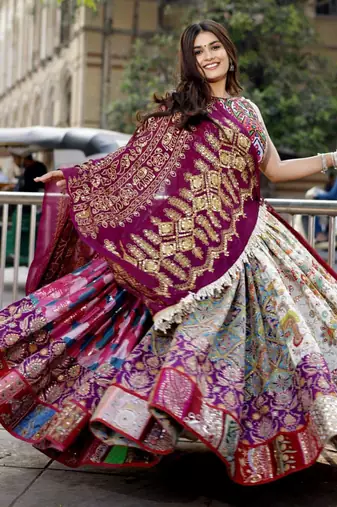 MULTICOLOR Navratri Special Digital Print Chaniya Choli with Mirror Work Dupatta