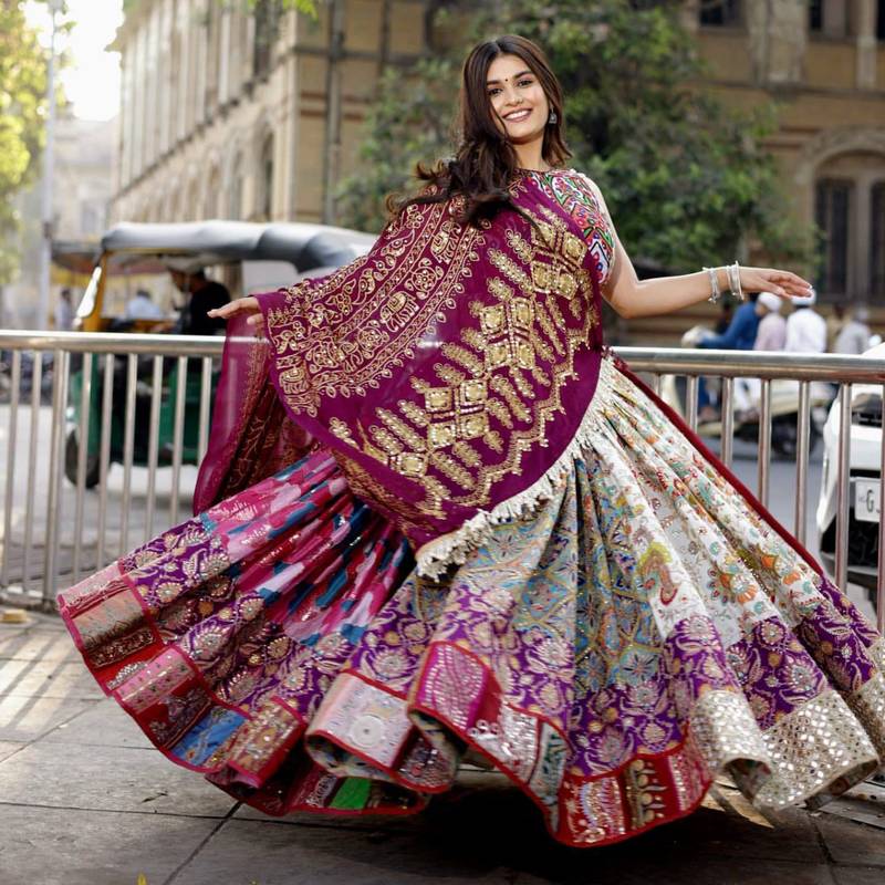 MULTICOLOR Navratri Special Digital Print Chaniya Choli with Mirror Work Dupatta