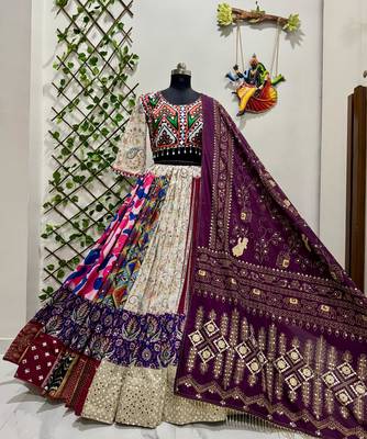 MULTICOLOR Navratri Special Digital Print Chaniya Choli with Mirror Work Dupatta 2