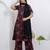 Women dark navy blue cotton round slight v neck with  border deatiling at front label and sleeves🧣 kurta set
